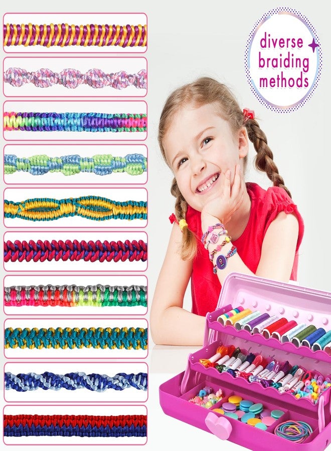 TingingYuli Friendship Bracelet Making Kit with Storage Box,DIY String Bracelet Arts and Craft for Girls Aged 8-12,Kids' Travel Activity Toy Set,Easter Birthday Gifts for Ages 6 7 8 9 10 11 12 Year Old Rose - Image 2